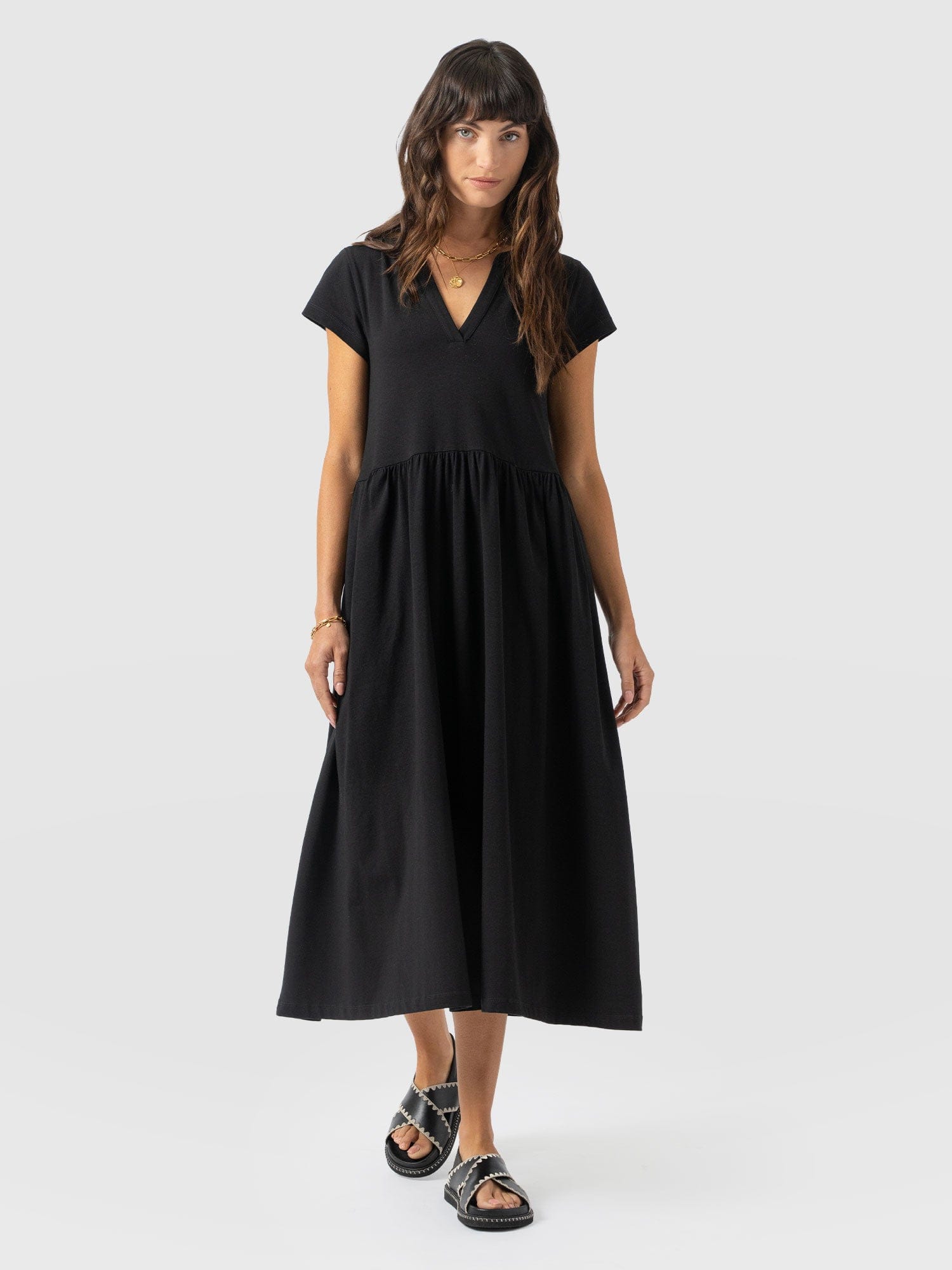 Bonnie V Neck Dress - Black - Women's Dresses | Saint + Sofia® UK