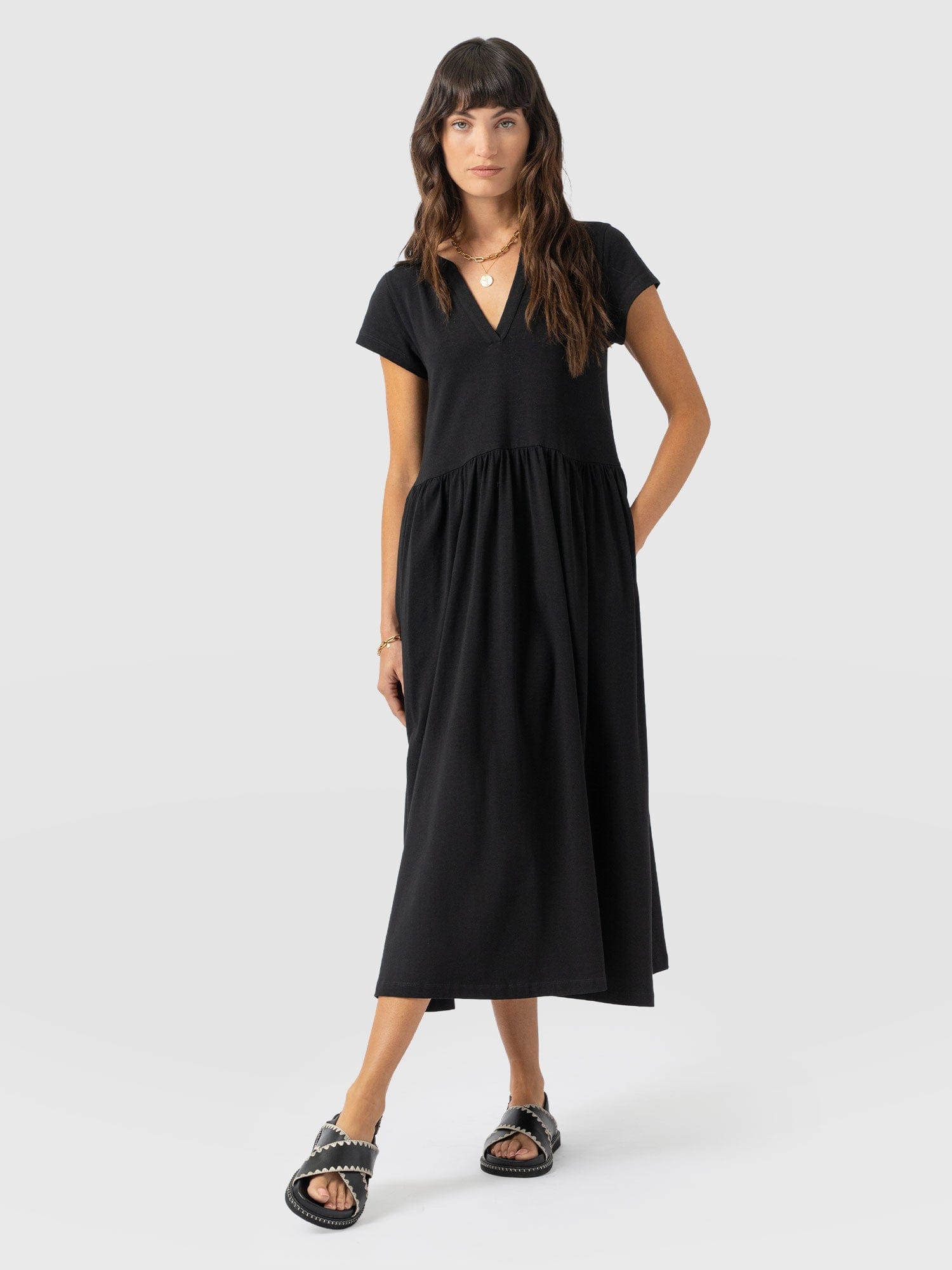 Bonnie V Neck Dress - Black - Women's Dresses | Saint + Sofia® UK