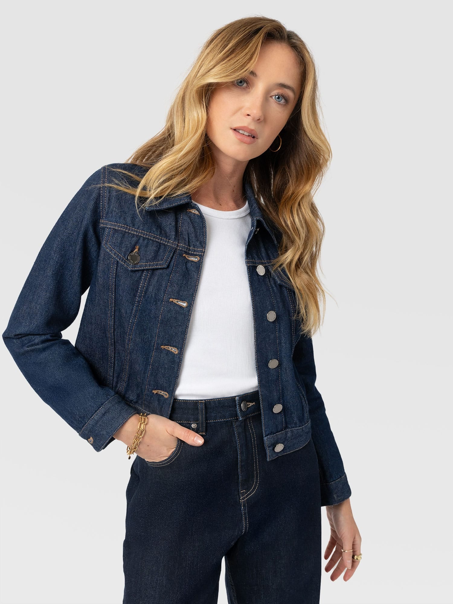 Bowie Denim Jacket - Indigo Blue - Women's Jackets | Saint and Sofia® UK