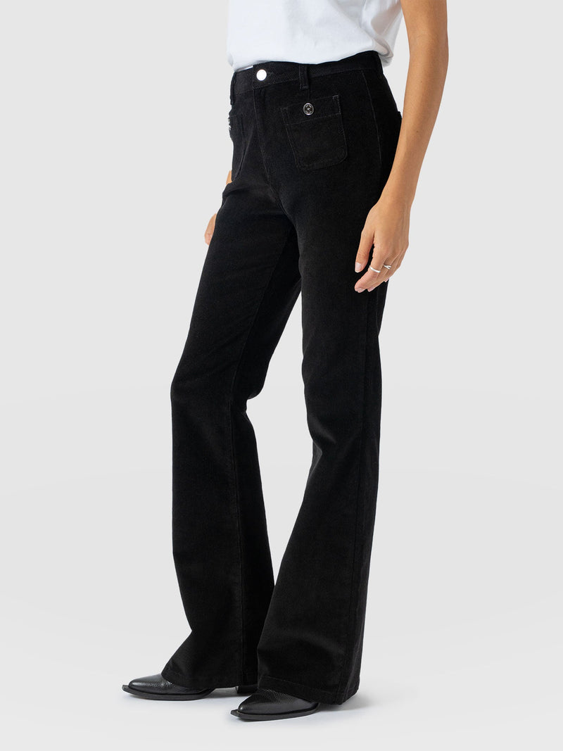 Bowie Flared Pant - Black Cord - Women's Trousers | Saint + Sofia® UK