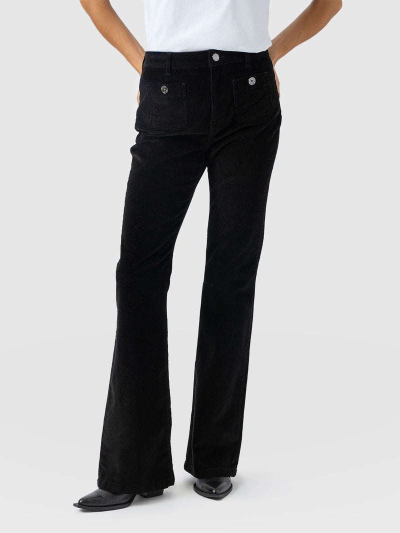 Bowie Flared Pant - Black Cord - Women's Trousers | Saint + Sofia® UK