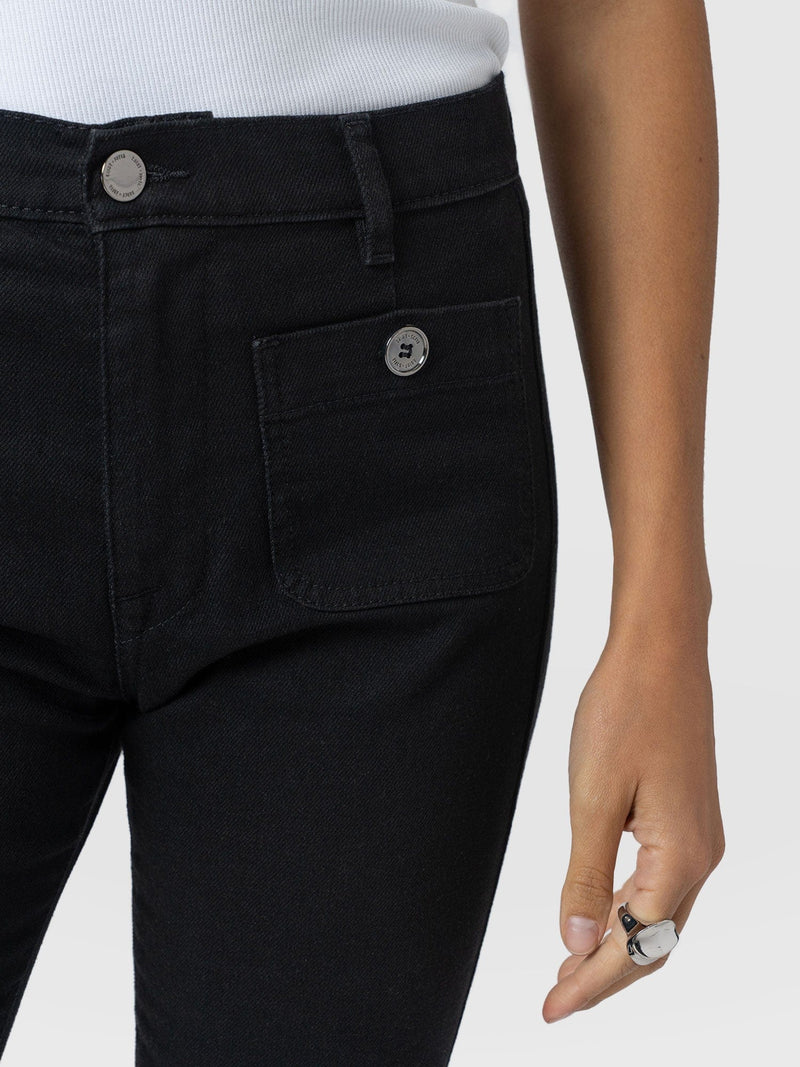 Bowie Stretch Flare Jean - Jet Black - Women's Denims | Saint + Sofia® UK