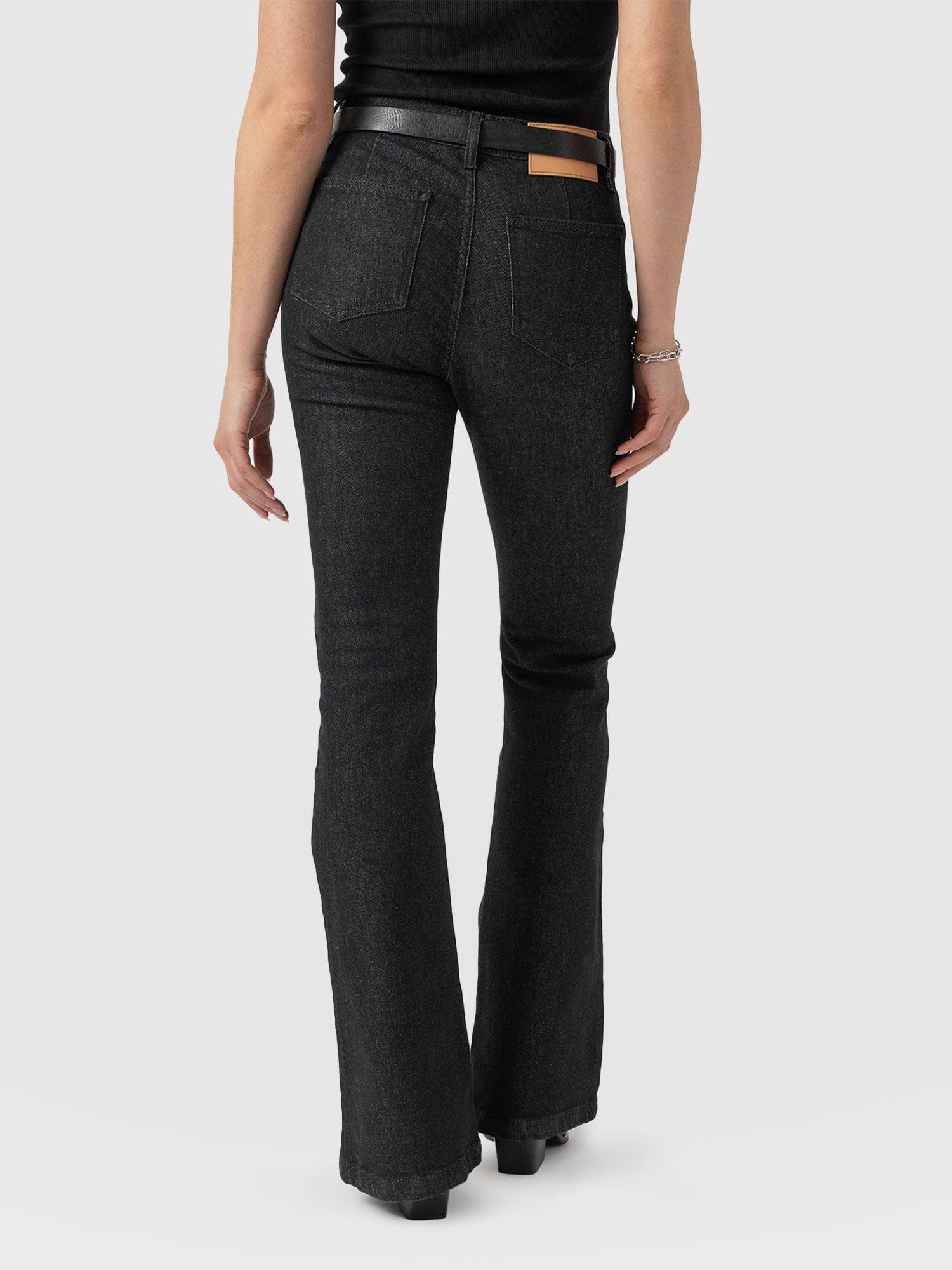 Bowie Stretch Flare Jeans Black Wash - Women's Jeans | Saint + Sofia® UK