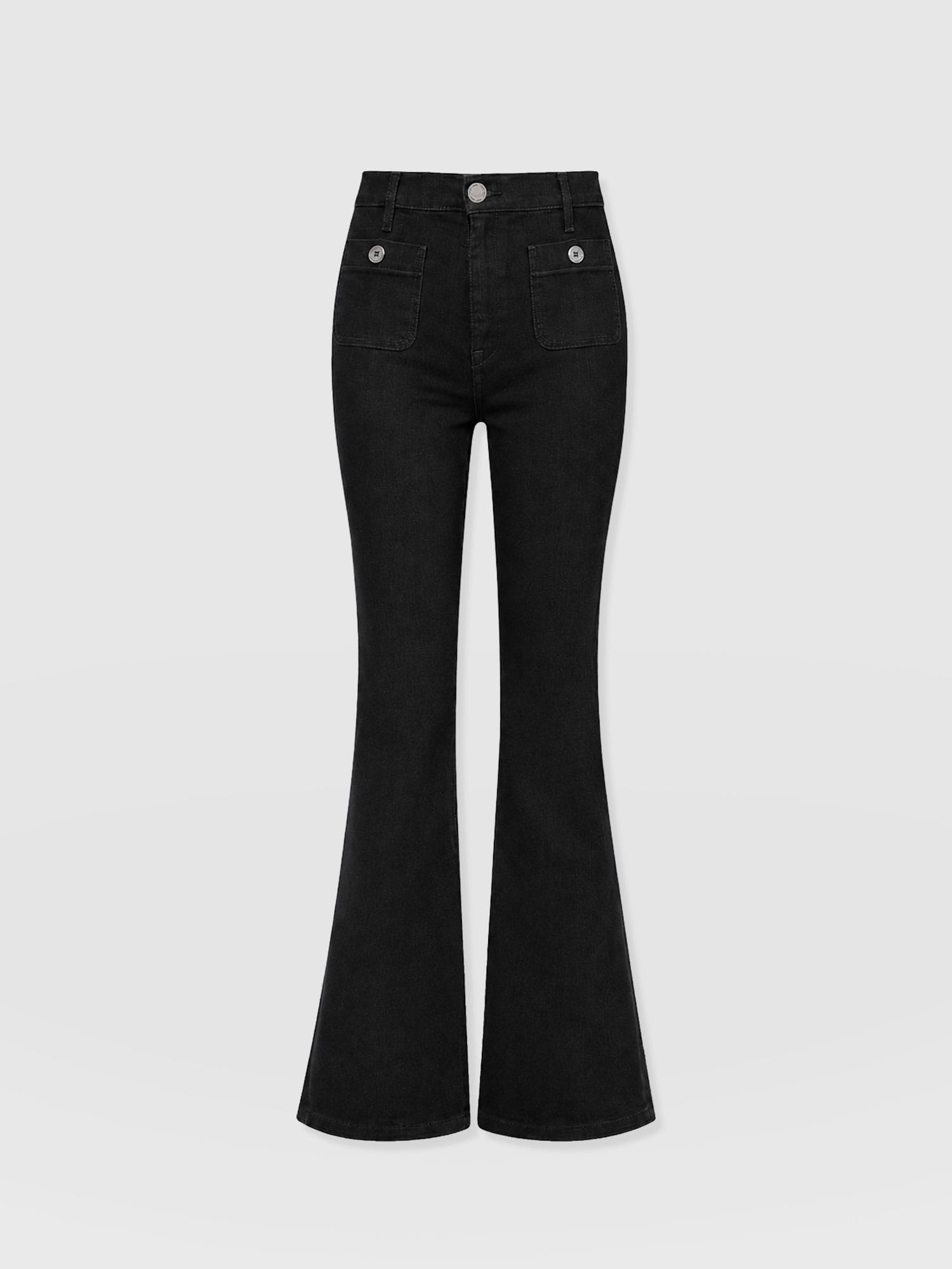 Bowie Stretch Flare Jeans - Jet Black