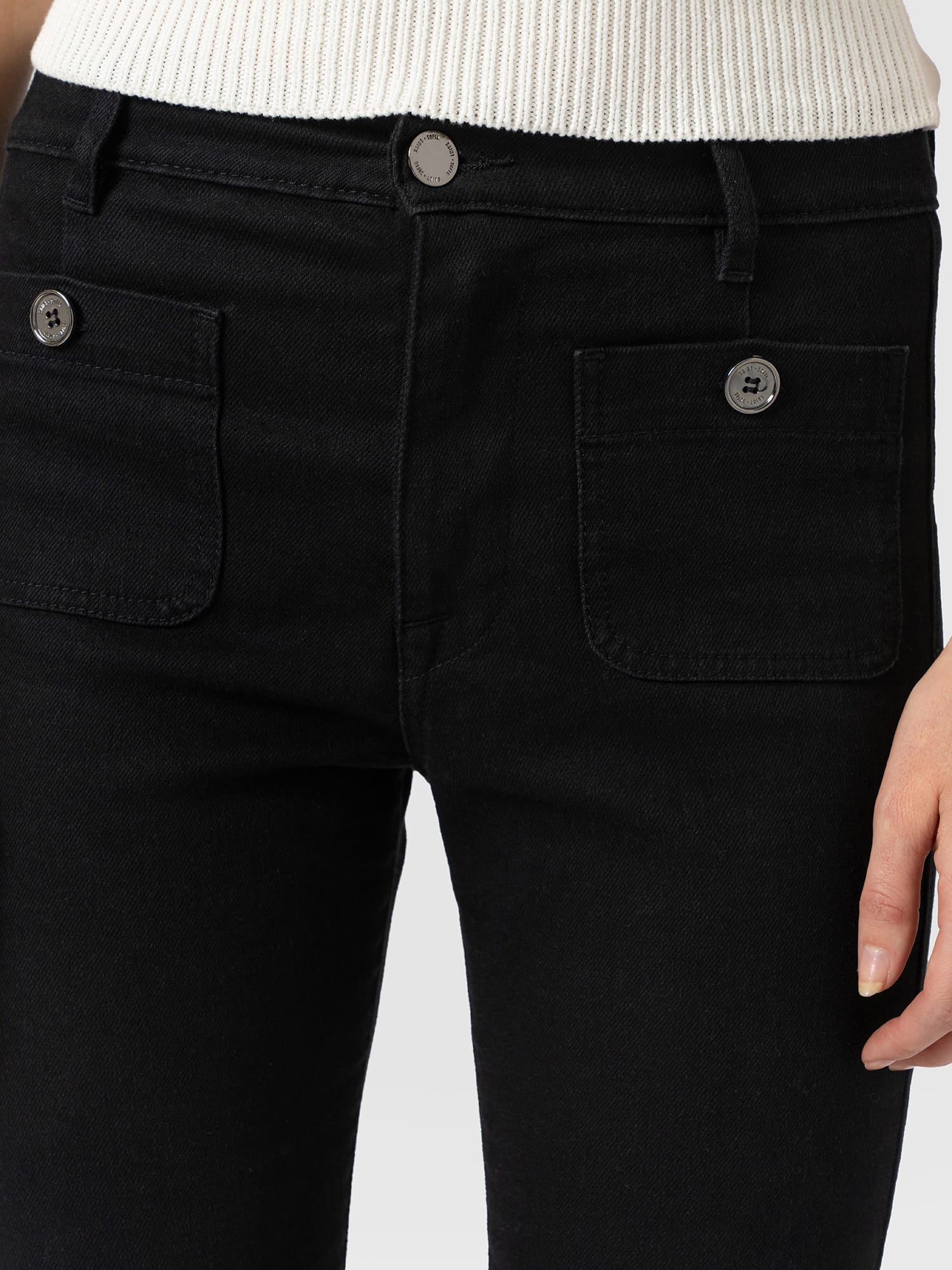 Bowie Stretch Flare Jeans Jet Black - Women's Jeans | Saint and Sofia® UK