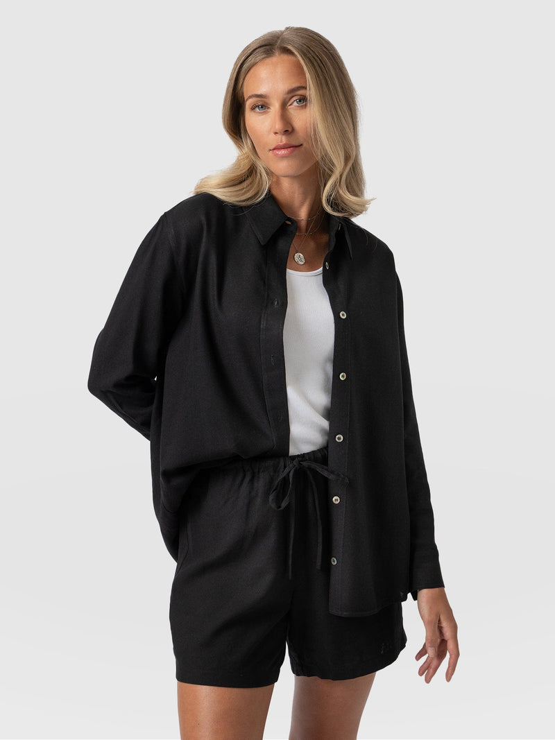 Boyfriend Shirt Black - Women's Linen Shirts | Saint + Sofia® UK