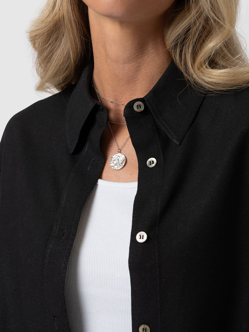 Boyfriend Shirt Black - Women's Linen Shirts | Saint + Sofia® UK