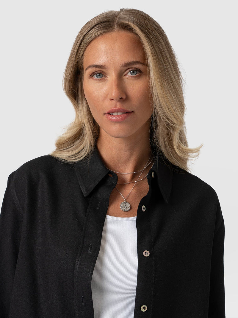 Boyfriend Shirt Black - Women's Linen Shirts | Saint + Sofia® UK