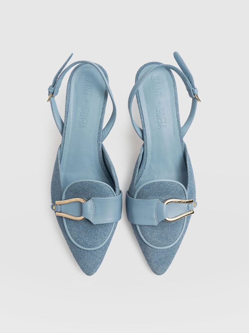 Bridget Sling Back Heels - Blue