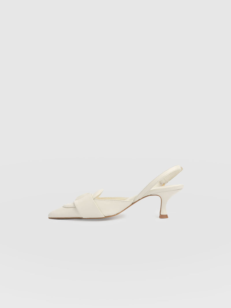 Bridget Sling Back Heels - Cream