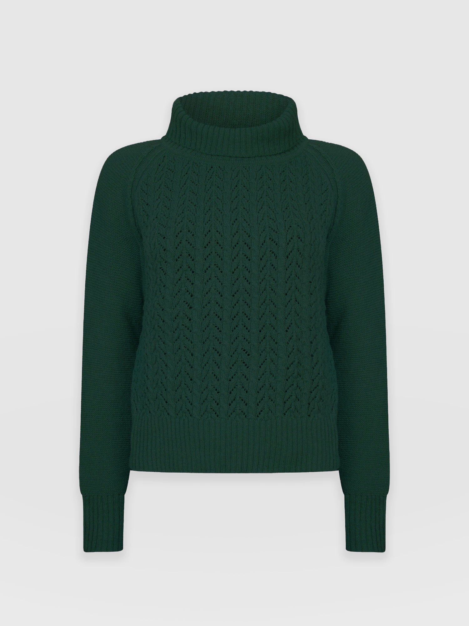 Glen Cable Knit Jumper - Green Cable Knit Jumper Green - Women's Jumper | Saint + Sofia® UK