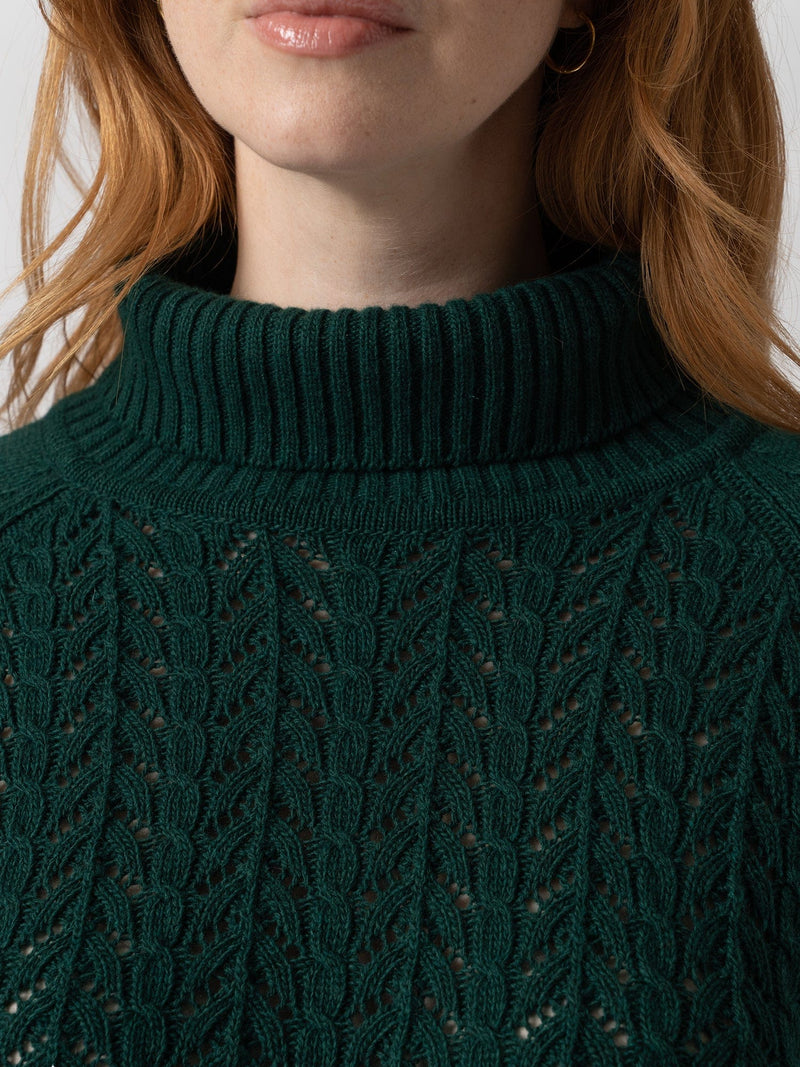 Glen Cable Knit Jumper - Green Cable Knit Jumper Green - Women's Jumper | Saint + Sofia® UK