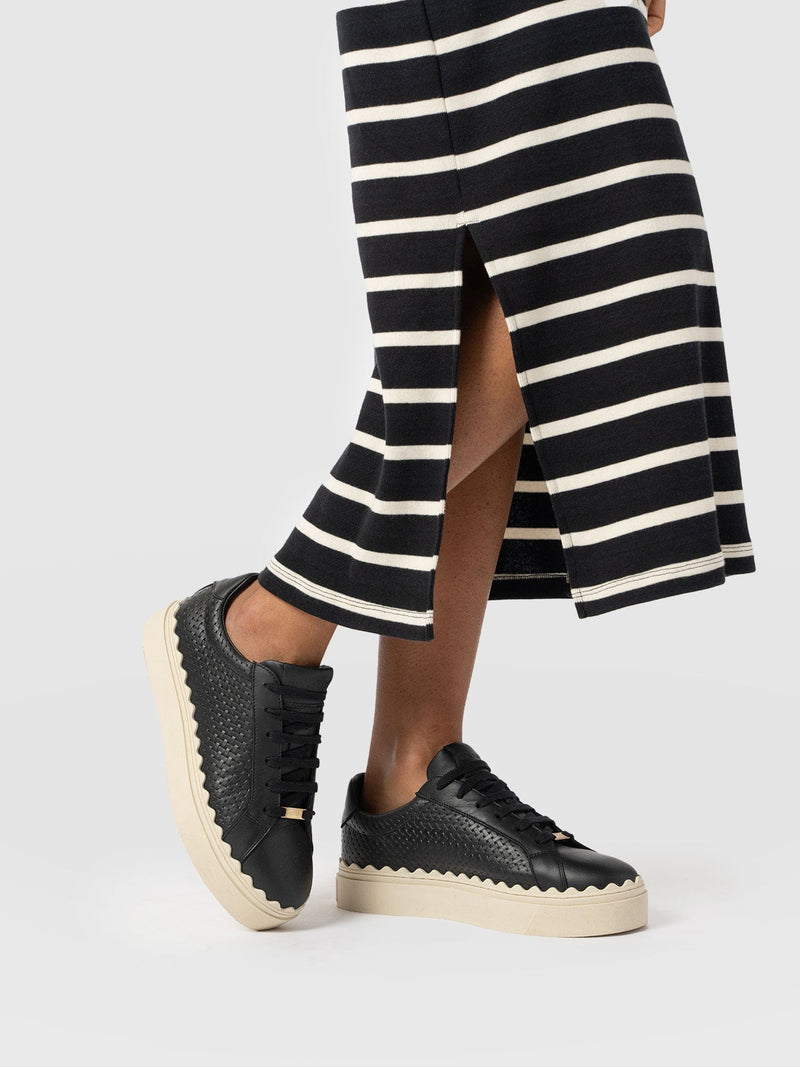 Brook Scallop Trainer Black - Women's Trainers | Saint + Sofia® UK