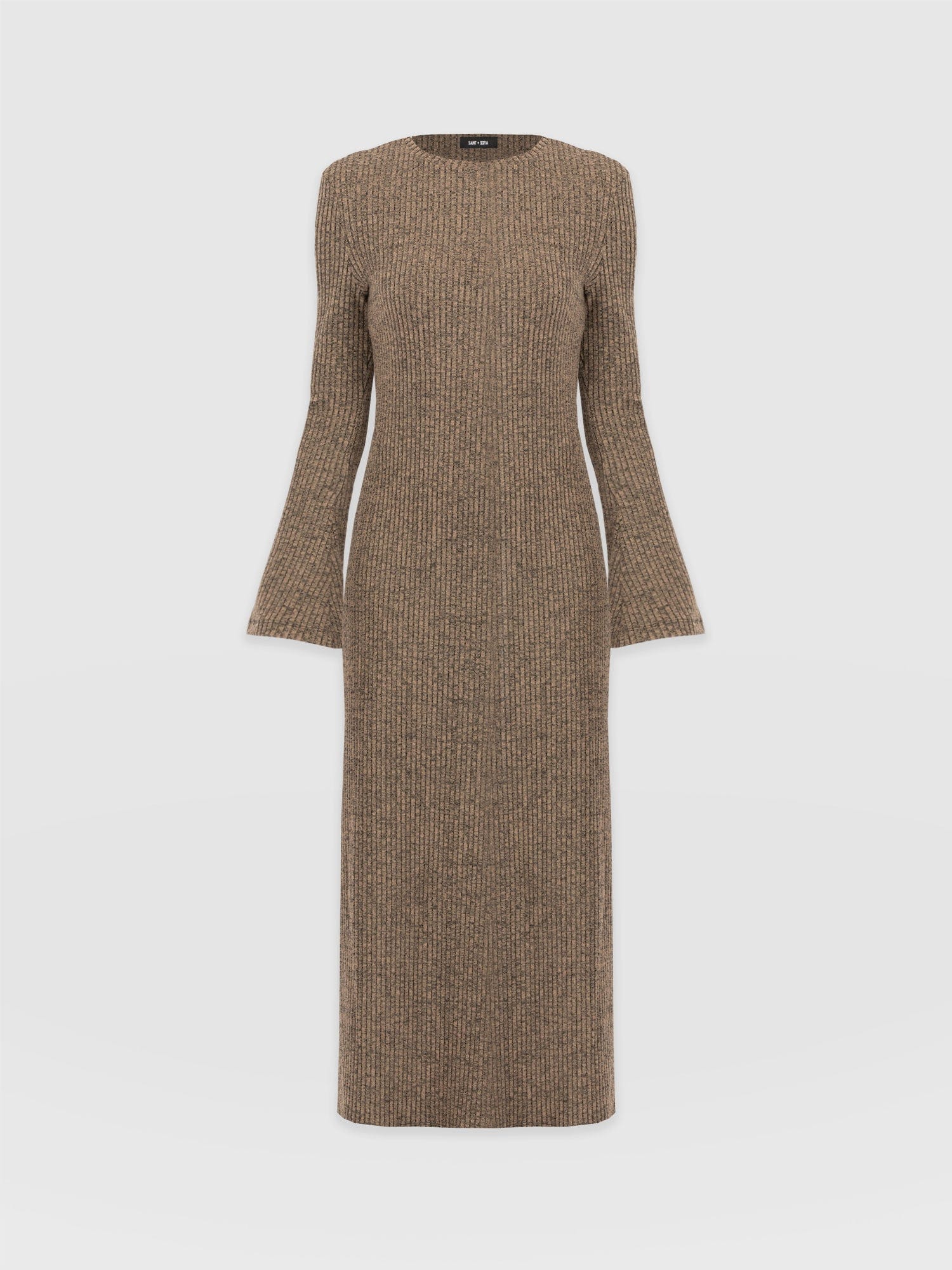Callie Fluted Midi Dress Beige - Women's Dresses | Saint + Sofia® UK
