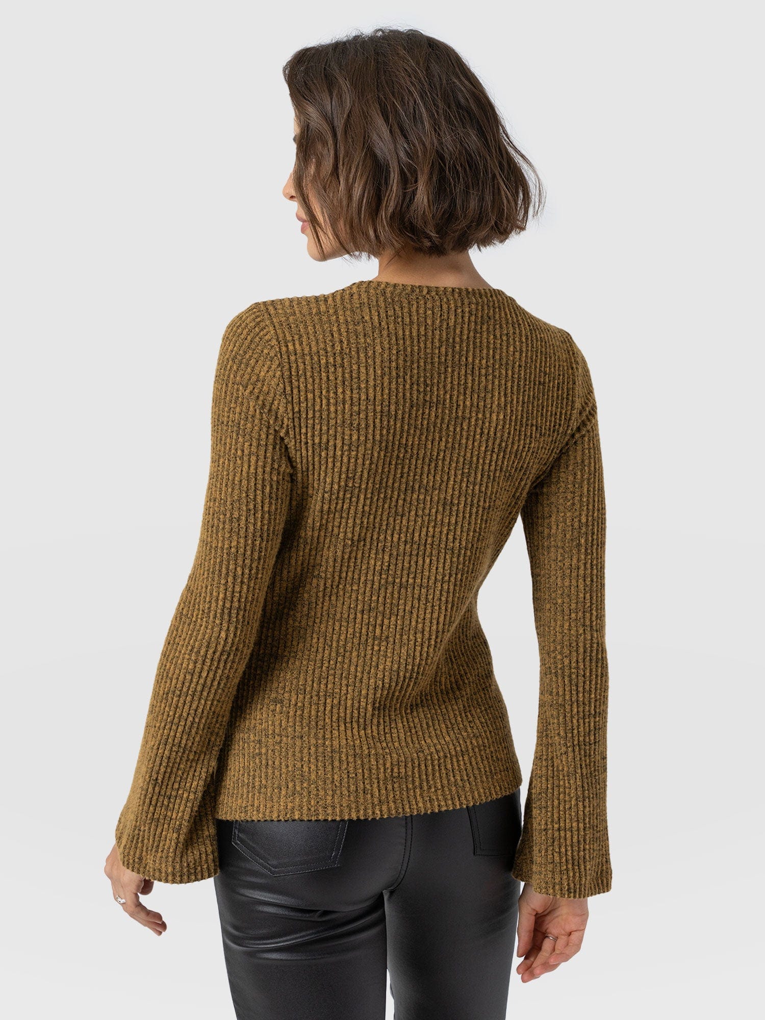 Callie Fluted Tee - Mustard Melange - Women's T-shirts | Saint + Sofia® UK