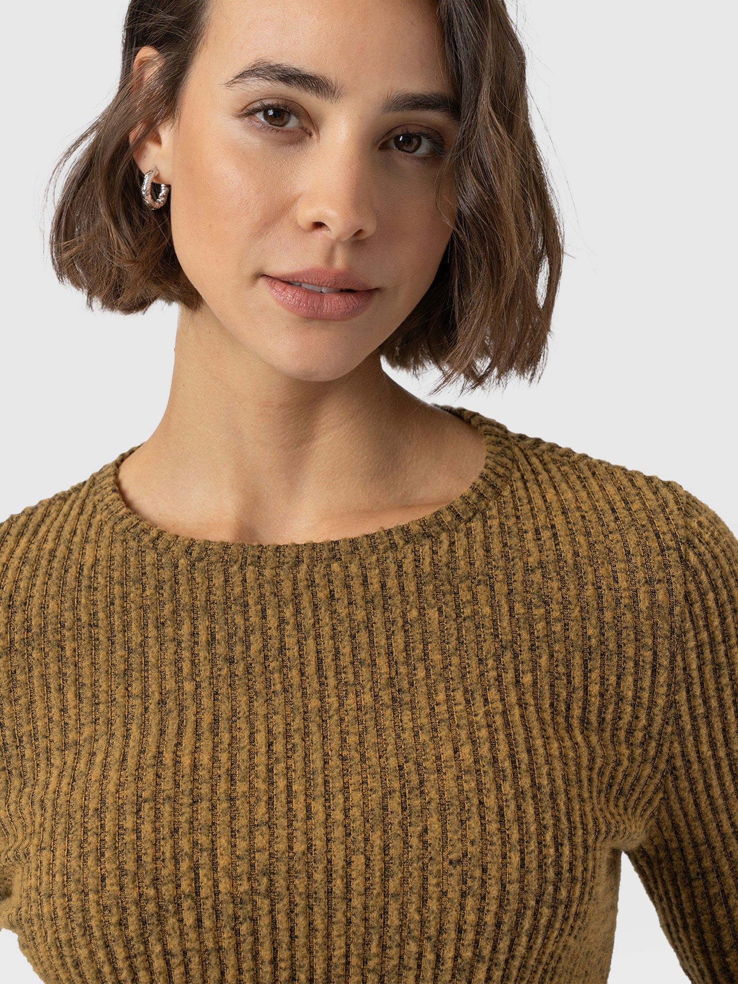 Callie Fluted Tee - Mustard Melange - Women's T-shirts | Saint + Sofia® UK