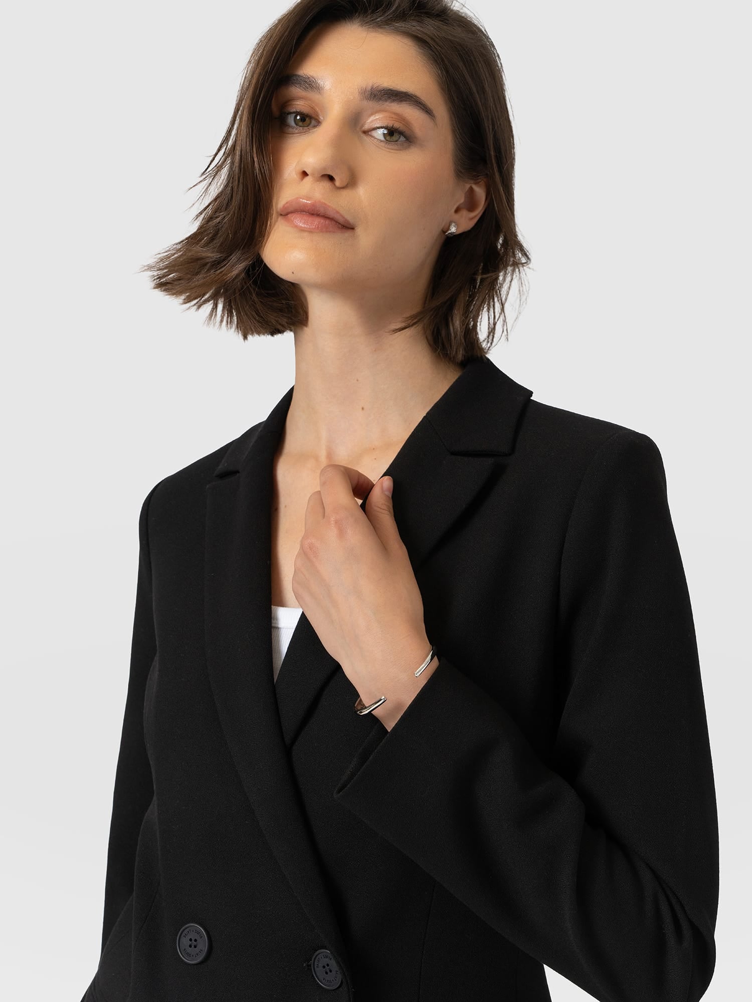 Cambridge Blazer Black Crepe - Women's Blazers | Saint and Sofia® UK