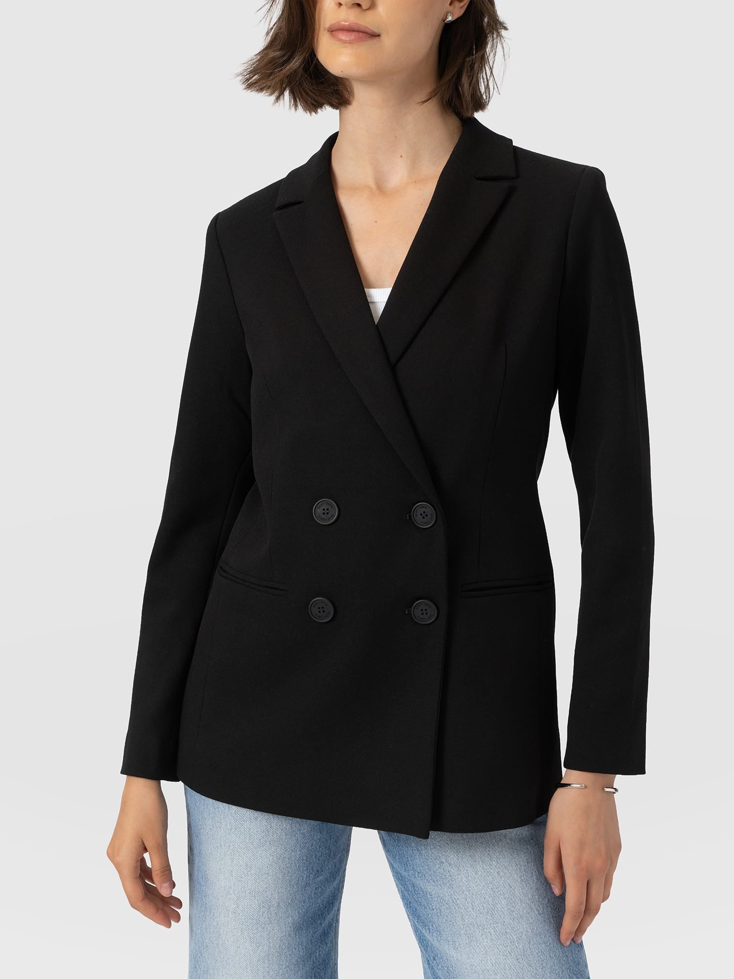 Cambridge Blazer Black Crepe - Women's Blazers | Saint and Sofia® UK