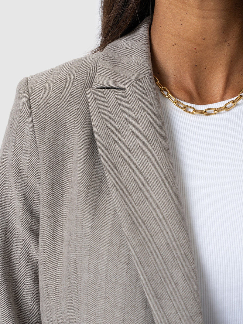Cambridge Blazer - Brown Herringbone - Women's Jackets | Saint + Sofia® UK