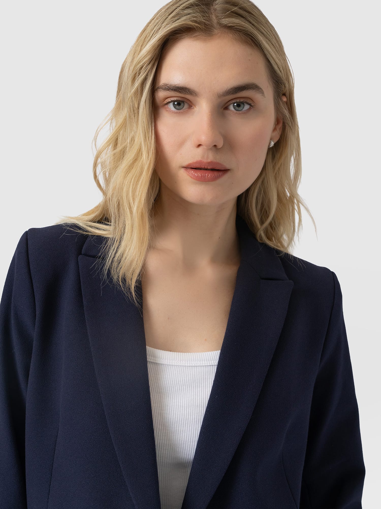 Cambridge Blazer Navy Crepe - Women's Blazers | Saint and Sofia® UK