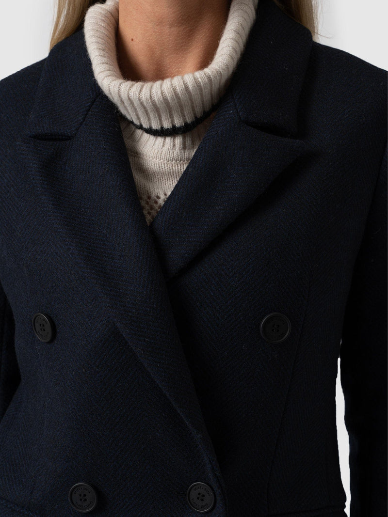 Cambridge Coat Navy Chevron - Women's Coats | Saint + Sofia® UK