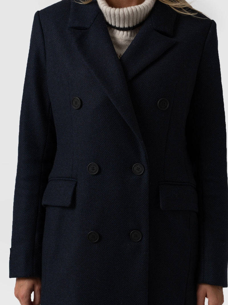 Cambridge Coat Navy Chevron - Women's Coats | Saint + Sofia® UK