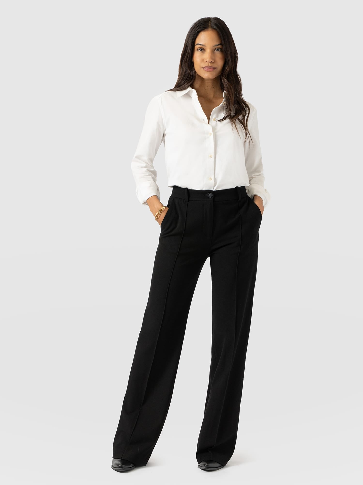 Cambridge Tailored Wide Leg Pant Black - Women's Trousers | Saint and Sofia® UK