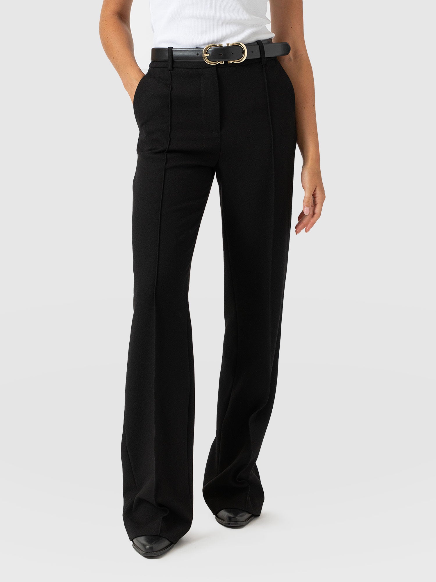 Cambridge Tailored Wide Leg Pant Black - Women's Trousers | Saint + Sofia® UK