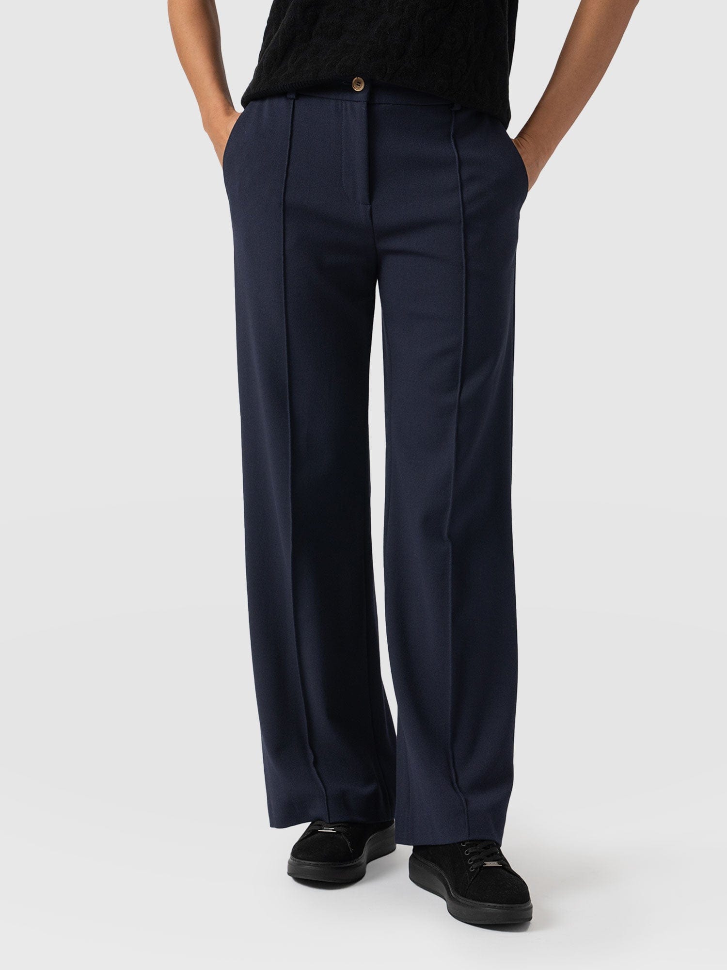 Cambridge Tailored Wide Leg Pant Navy - Women's Trousers | Saint + Sofia® UK