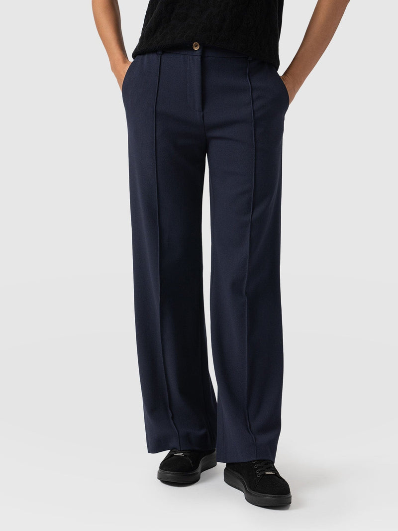 Cambridge Tailored Wide Leg Pant Navy - Women's Trousers | Saint + Sofia® UK