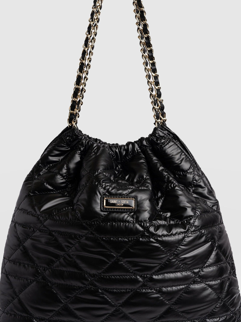 Camilla Drawstring Tote Bag Black - Women's Bags | Saint + Sofia® UK
