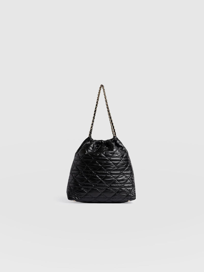 Camilla Drawstring Tote Bag - Black