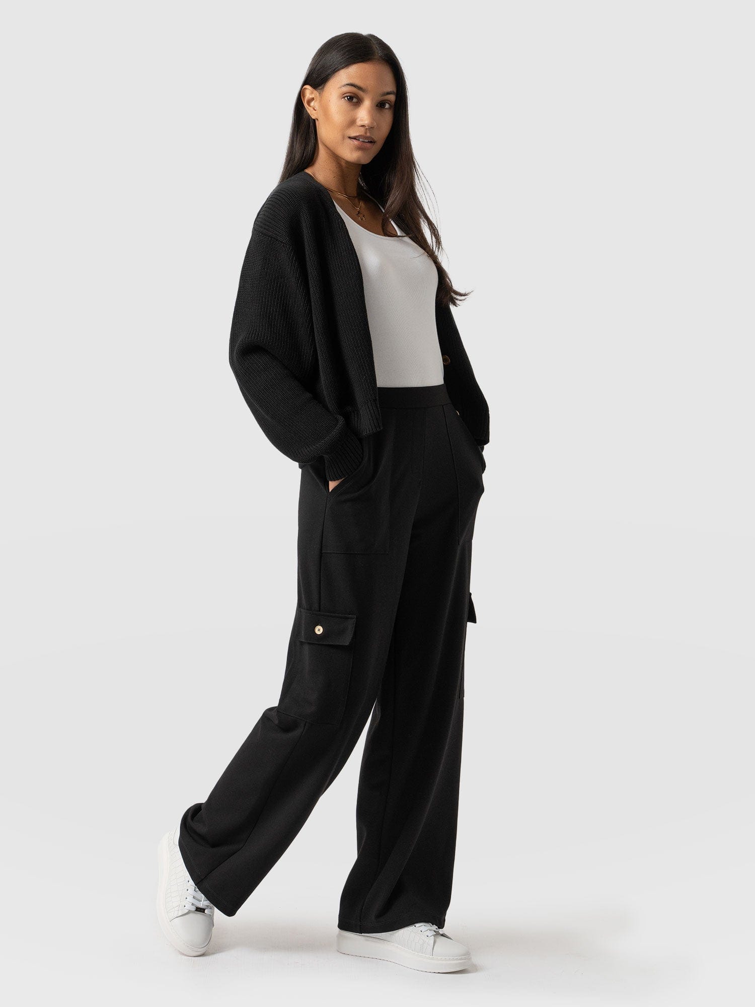 Cargo Chelsea Wide Leg Pant Black - Women's Trousers | Saint + Sofia® UK