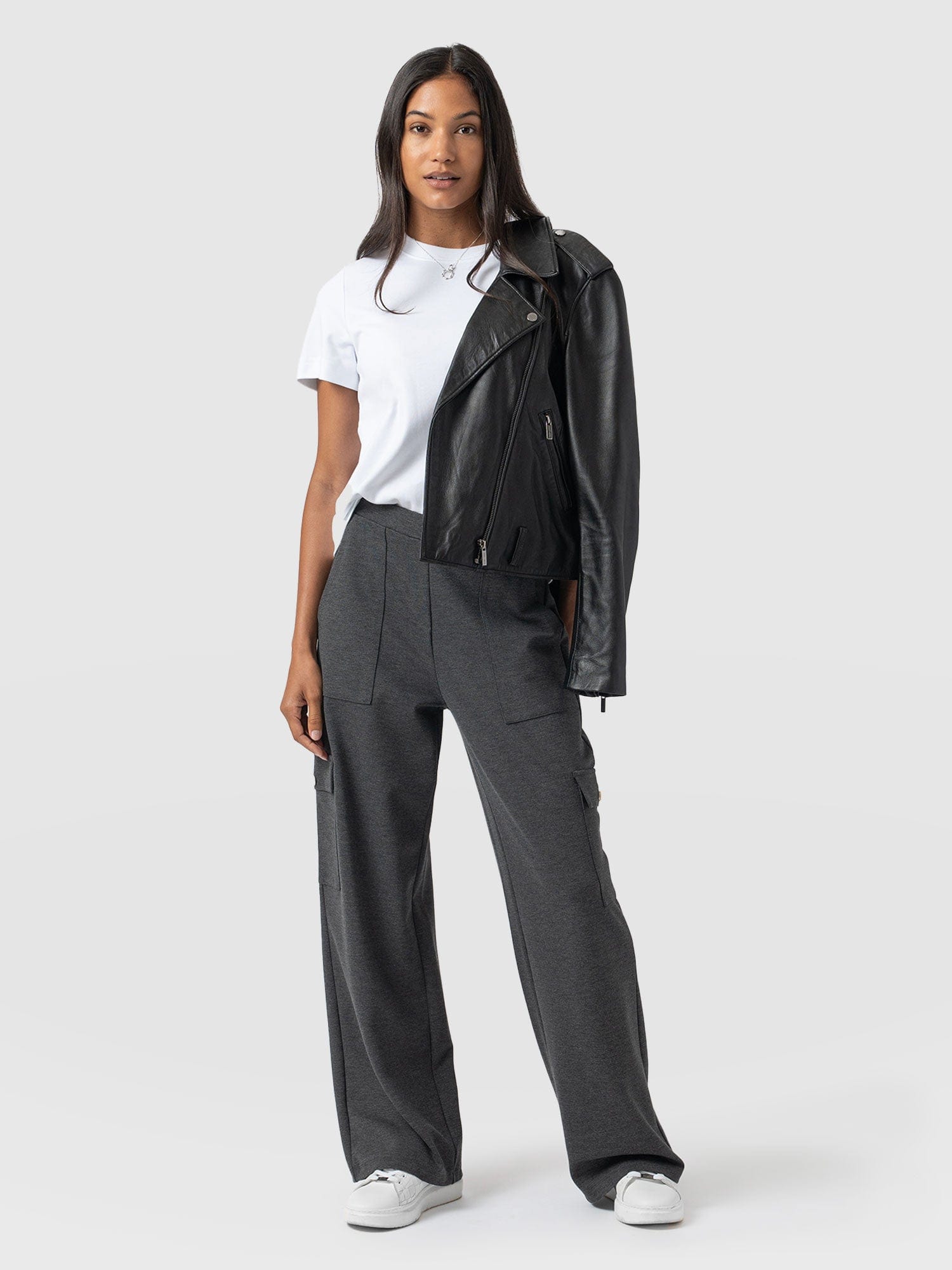 Cargo Chelsea Wide Leg Pant Charcoal - Women's Trousers | Saint + Sofia® UK