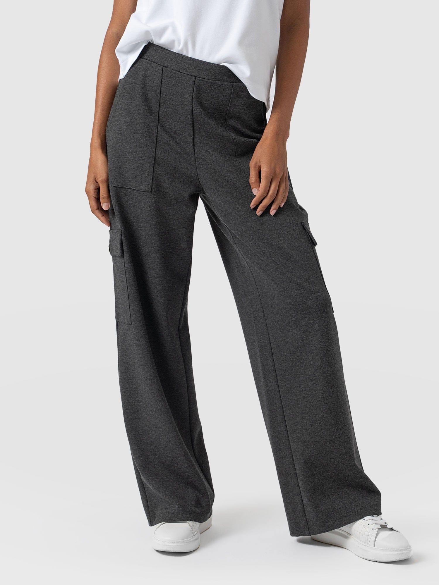Cargo Chelsea Wide Leg Pant Charcoal - Women's Trousers | Saint + Sofia® UK