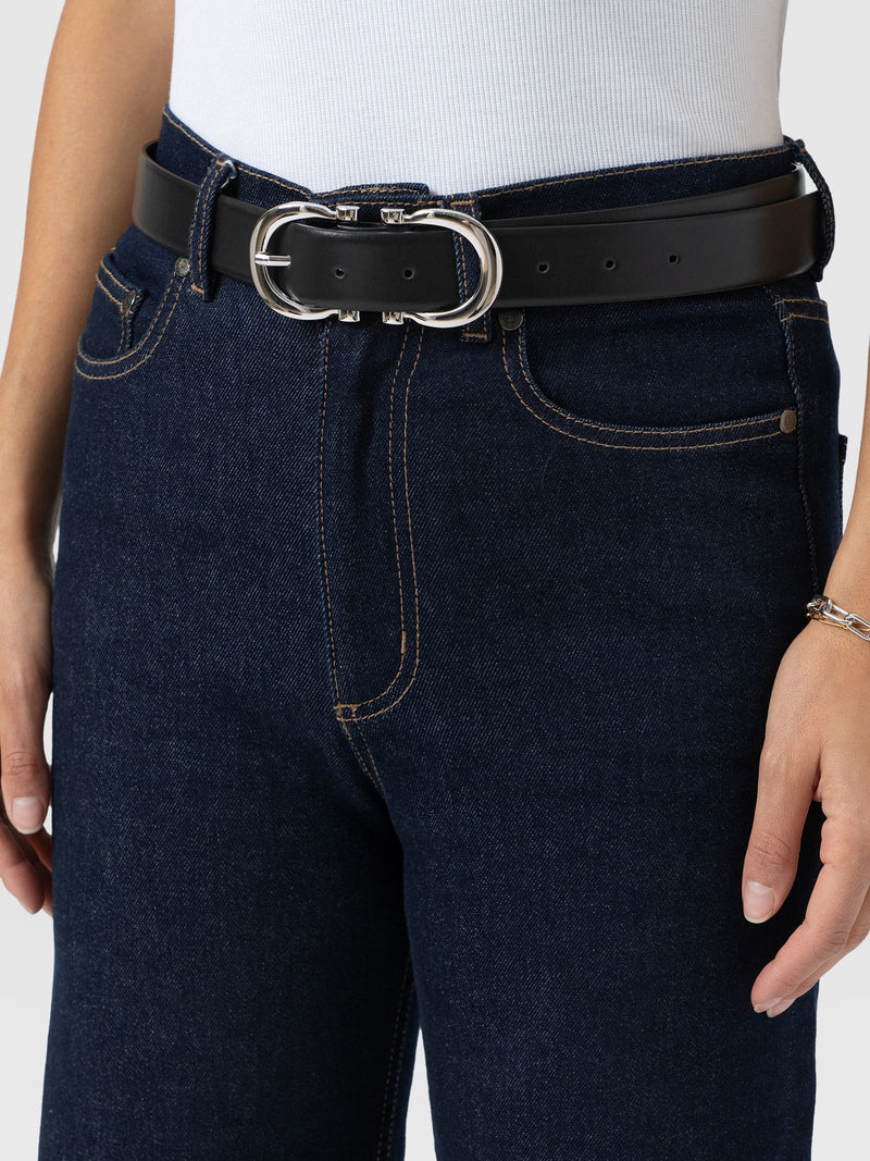 Chelsea Belt - Black/Silver - Women's Accessories | Saint + Sofia® UK