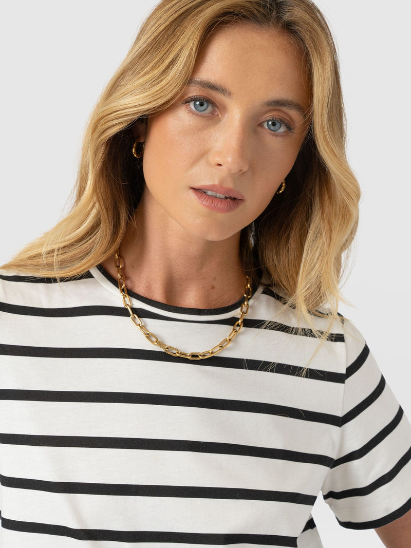 Chelsea Crew Neck Tee - Black Stripe - Women's T-shirts | Saint + Sofia® UK
