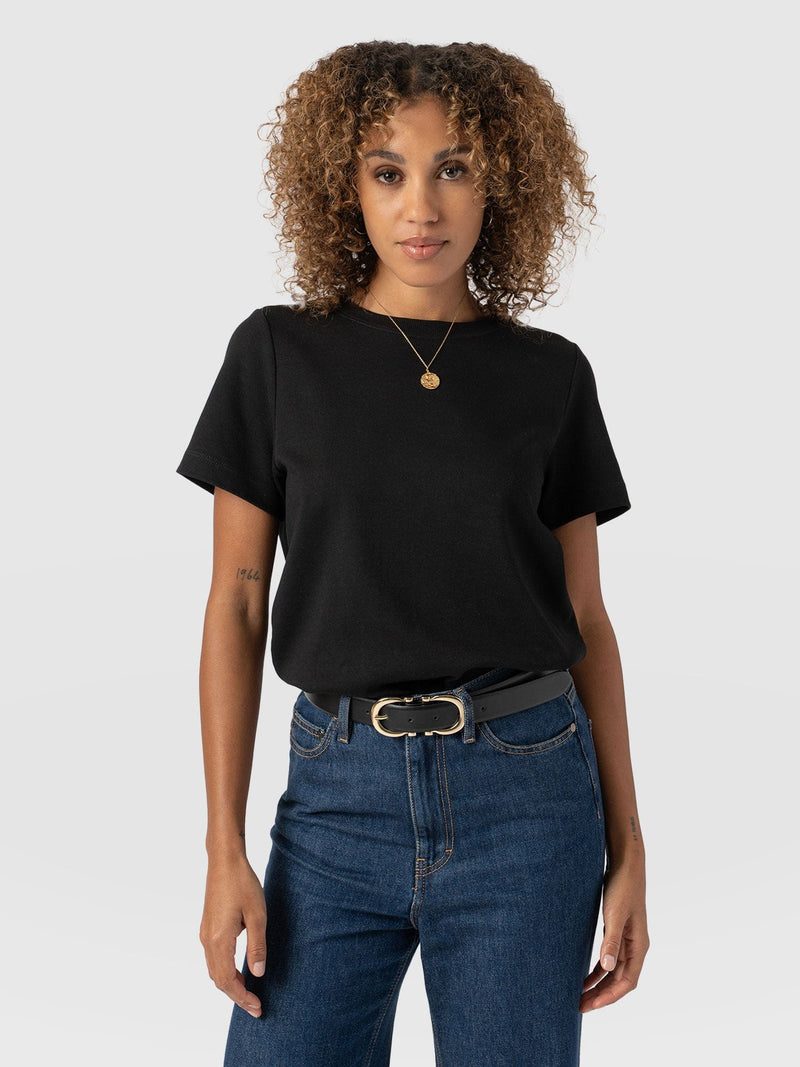 Chelsea Crew Neck Tee Black - Women's T-Shirts | Saint + Sofia® UK