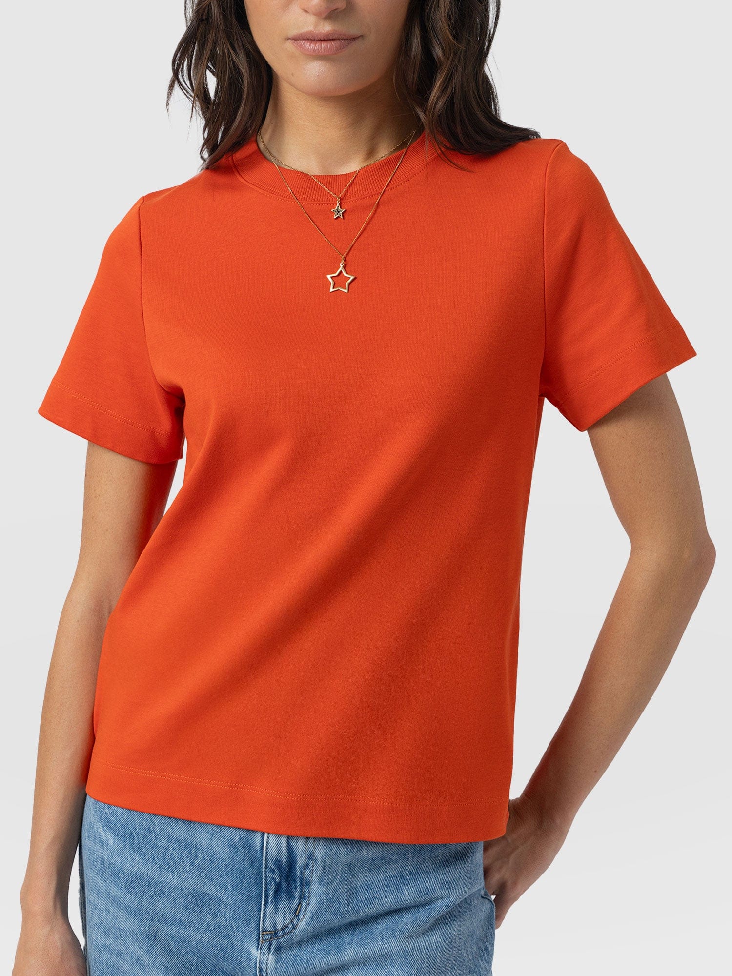 Chelsea Crew Neck Tee - Burnt Orange - Women's T-shirts | Saint and Sofia® UK