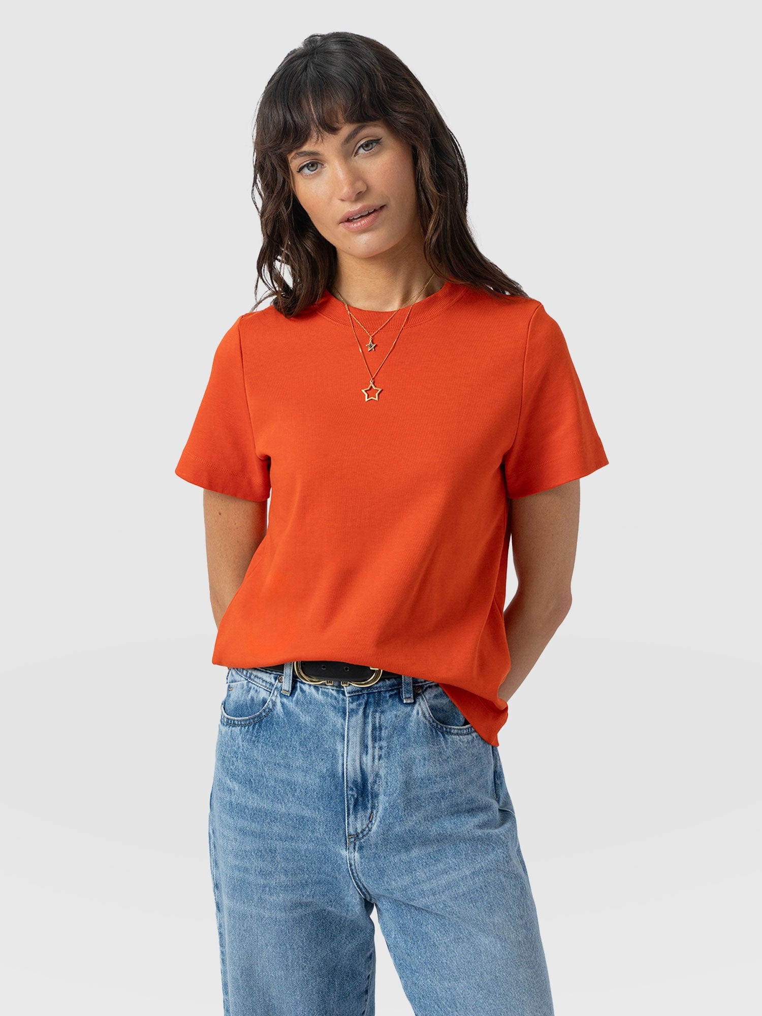 Chelsea Crew Neck Tee - Burnt Orange - Women's T-shirts | Saint and Sofia® UK