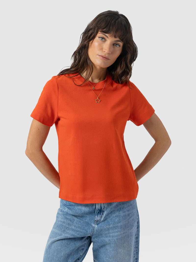 Chelsea Crew Neck Tee - Burnt Orange - Women's T-shirts | Saint and Sofia® UK