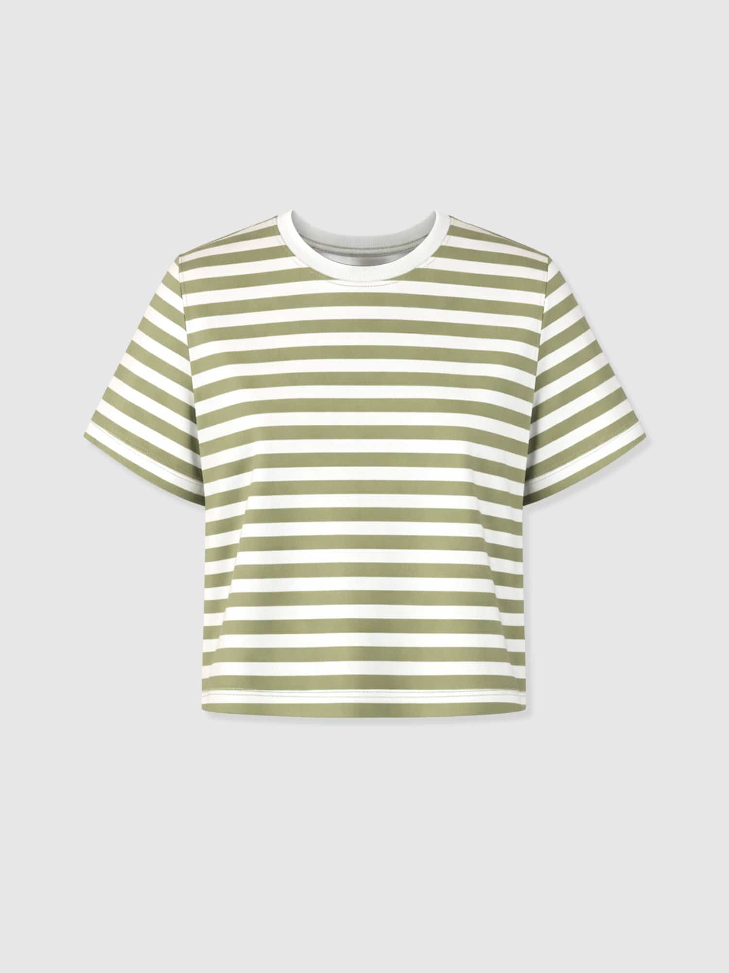 Chelsea Crew Neck Tee - Green Stripe - Women's T-shirts | Saint + Sofia® UK