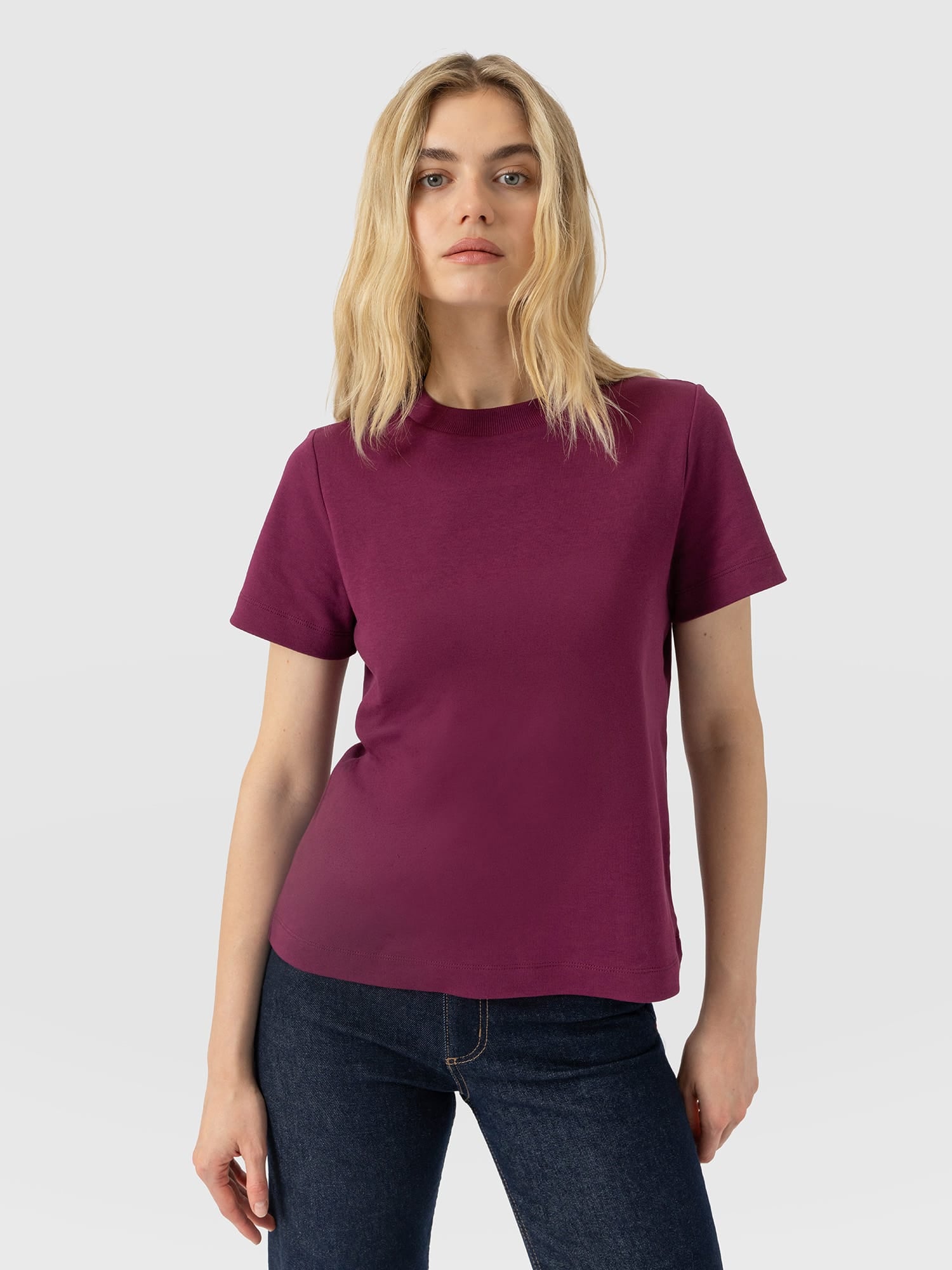 Chelsea Crew Neck Tee - Plum - Women's T-shirts | Saint and Sofia® UK