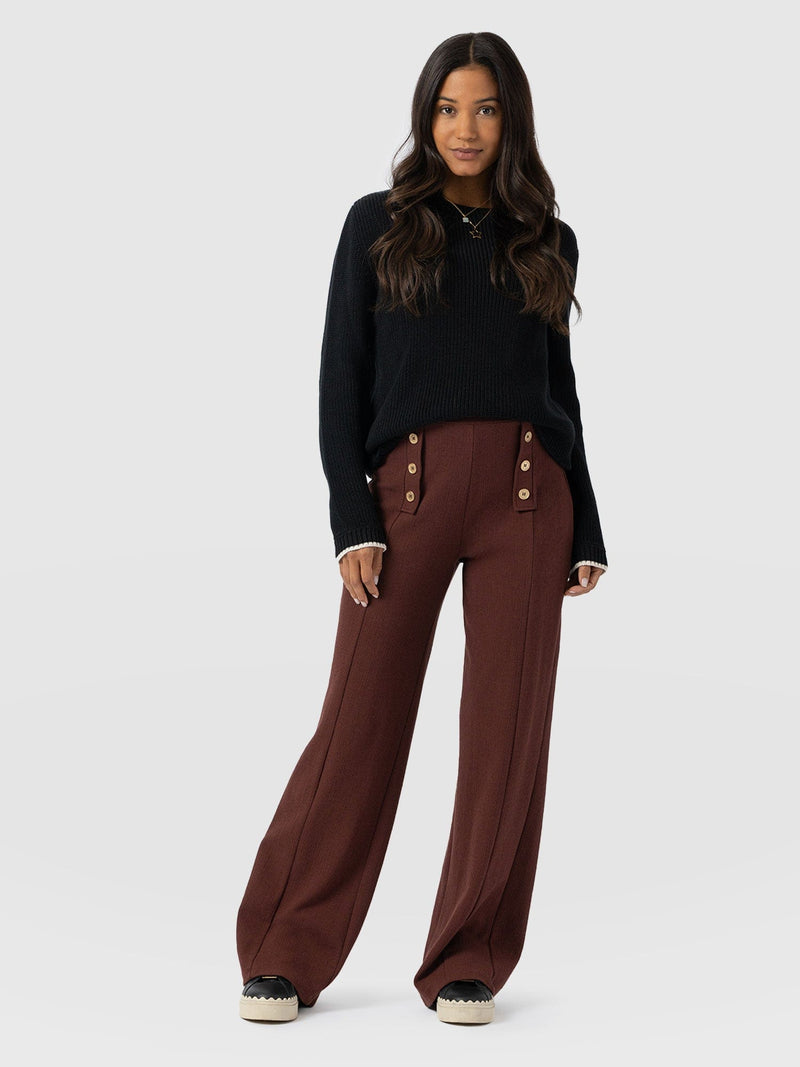 Chelsea Pant - Maroon Textured - Women's Trousers | Saint and Sofia® UK