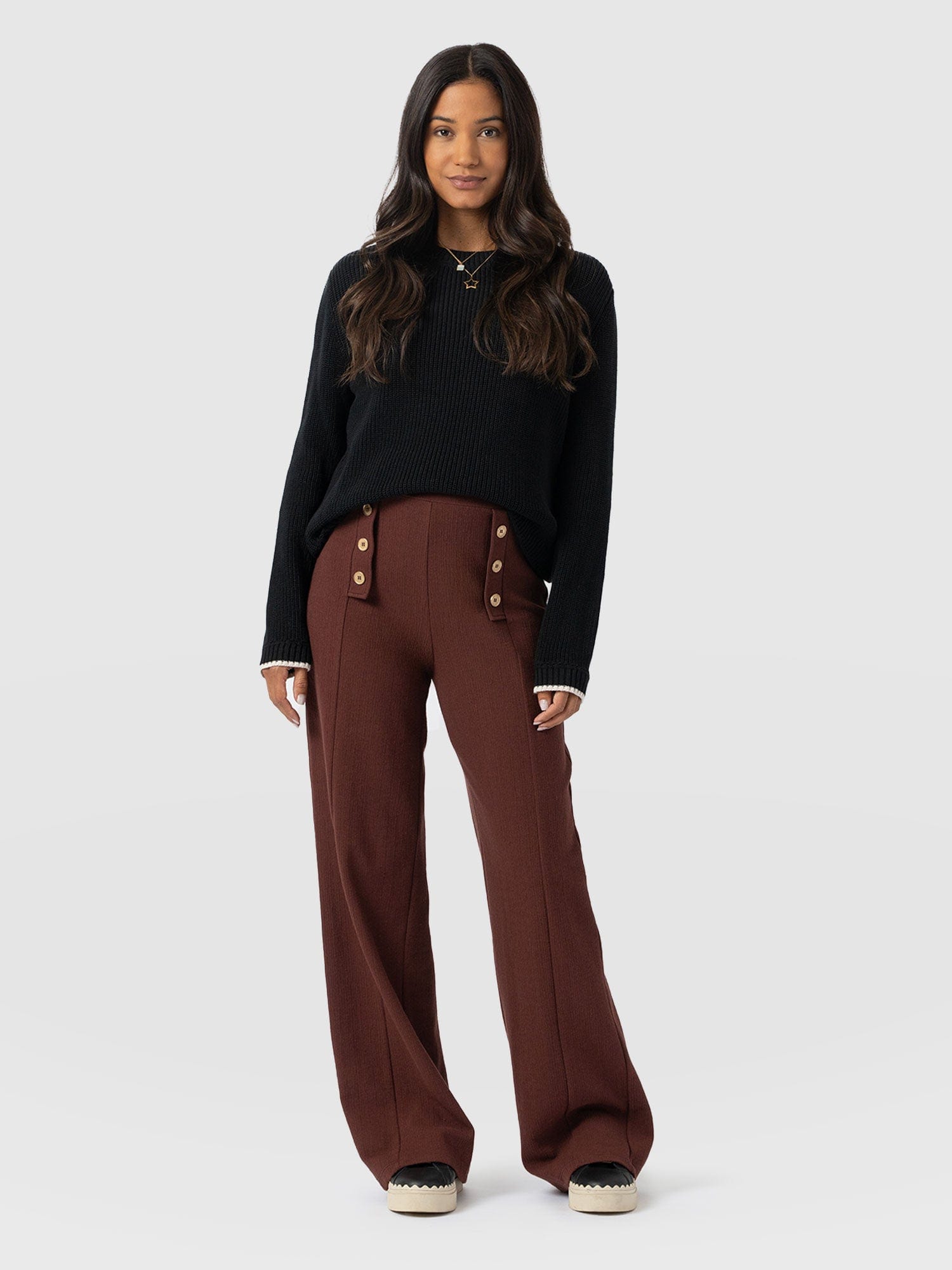Chelsea Pant - Maroon Textured - Women's Trousers | Saint + Sofia® UK