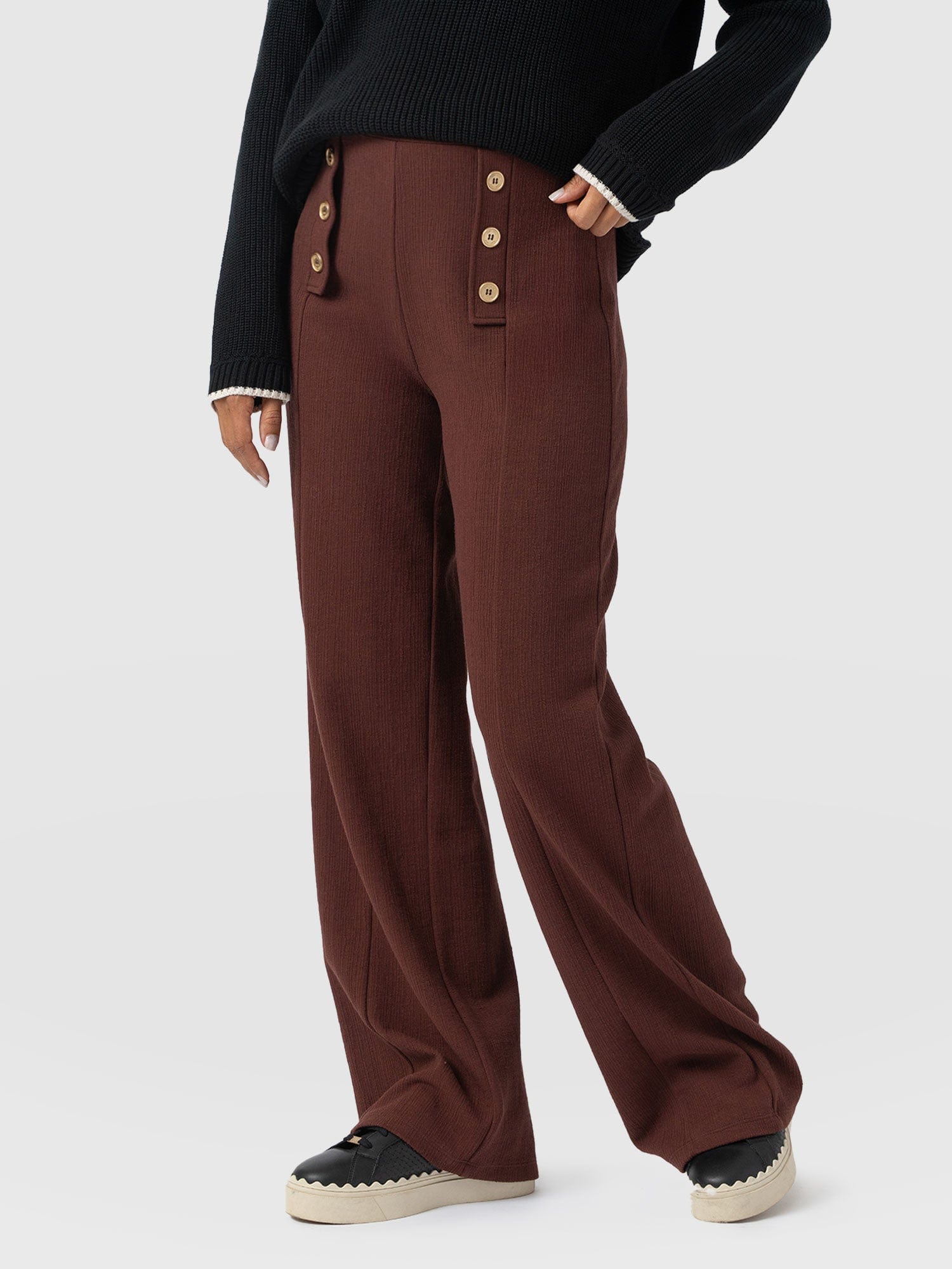 Chelsea Pant - Maroon Textured - Women's Trousers | Saint + Sofia® UK