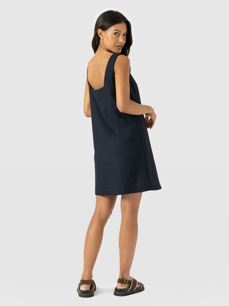 Corinne Linen Cami Dress - Navy - Women's Dresses | Saint + Sofia® UK