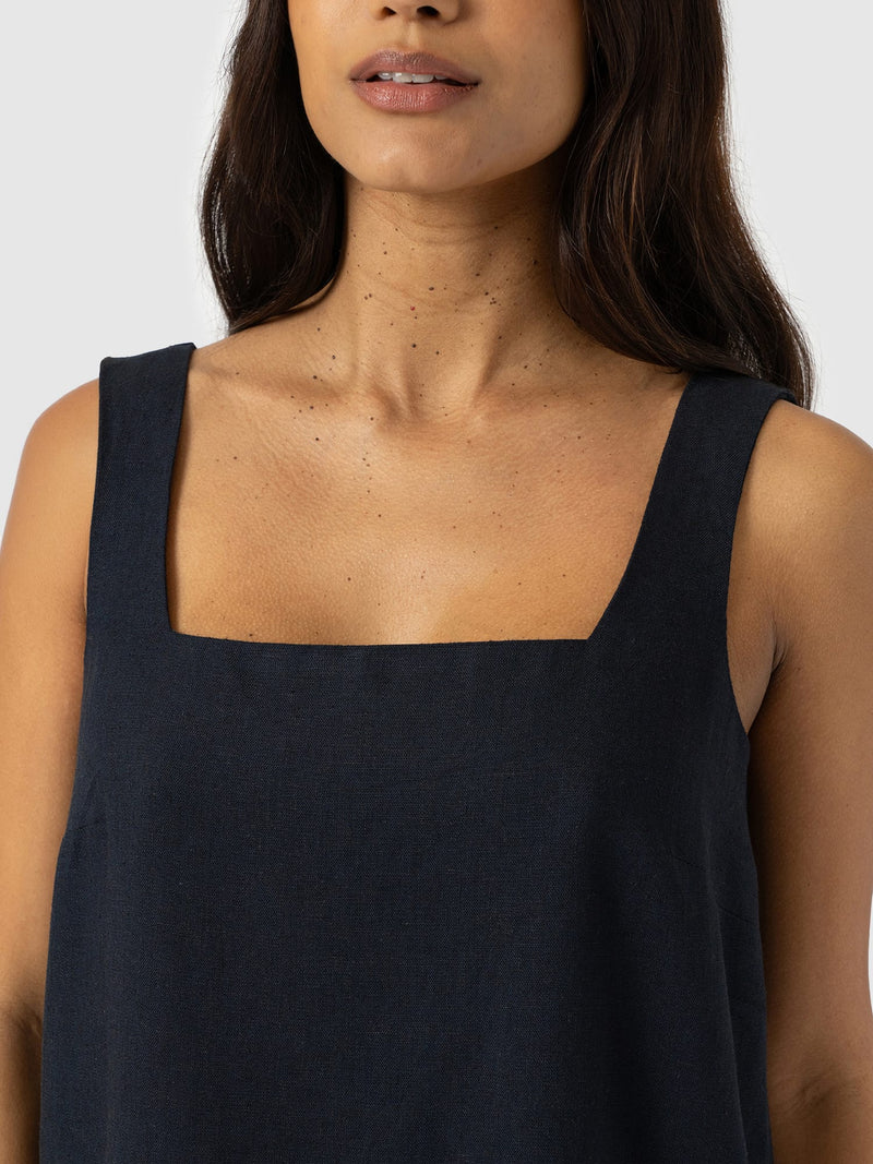 Corinne Linen Cami Dress - Navy - Women's Dresses | Saint + Sofia® UK