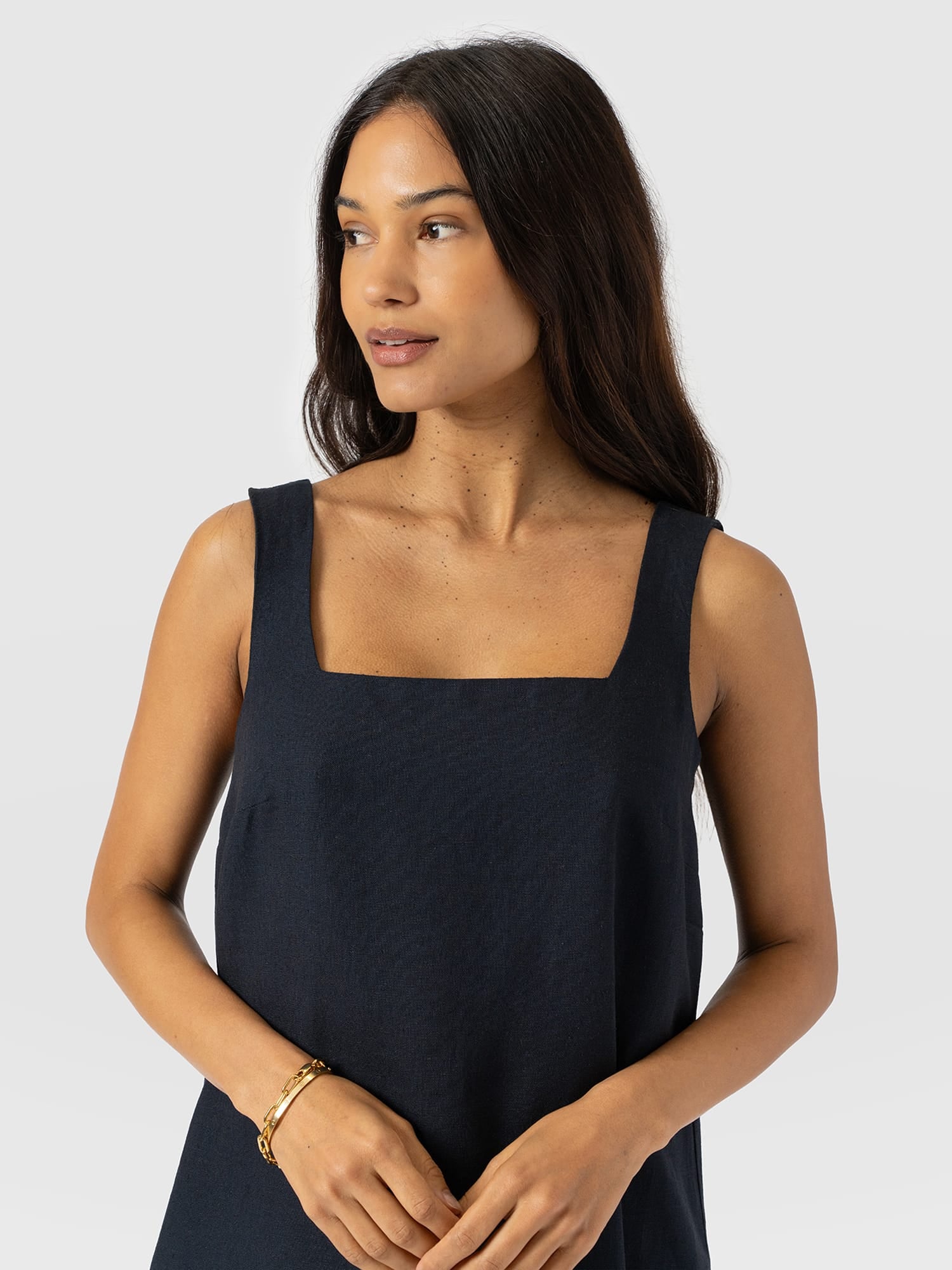 Corinne Linen Cami Dress - Navy - Women's Dresses | Saint + Sofia® UK