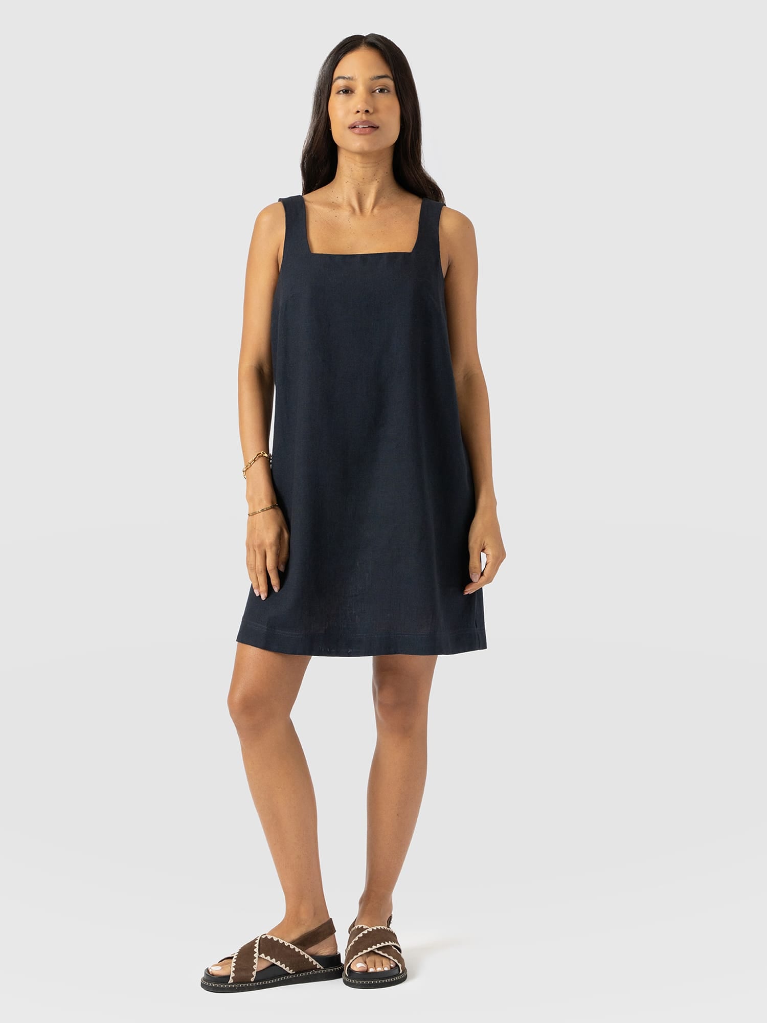Corinne Linen Cami Dress - Navy - Women's Dresses | Saint + Sofia® UK